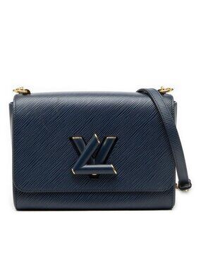 Louis Vuitton Epi Twist MM Crossbody Chain Shoulder Bag Navy Leather